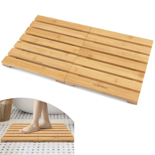 Bamboo Bath Mat with Non-slip Pads and Slatted Design, Natural