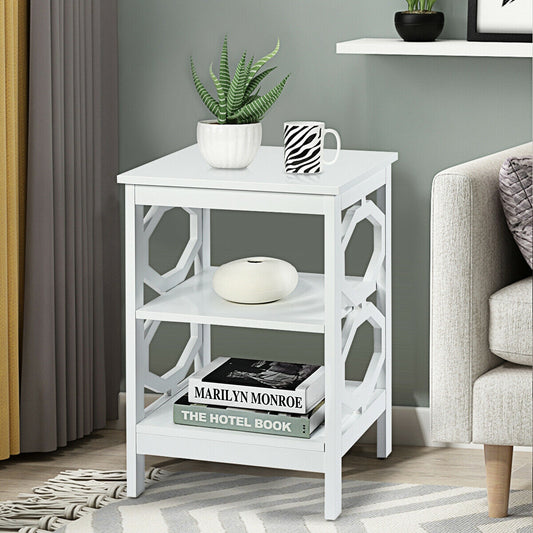2 Pieces 3-tier Nightstand Sofa Side End Accent Table Storage Display Shelf, White Nightstands White at Gallery Canada