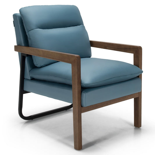 Single Sofa Chair with Extra-Thick Padded Backrest and Seat Cushion, Blue at Gallery Canada