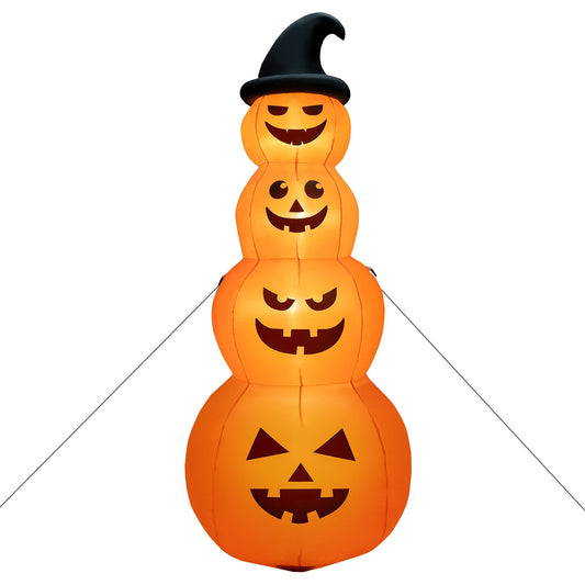 8 Feet Inflatable Halloween Pumpkins Stack with Built-in LED Lights, Orange
