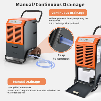 Portable Commercial Dehumidifier with Water Tank and Drainage Pipe, Gray at Gallery Canada