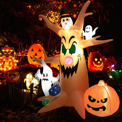 8 Feet Halloween Outdoor Dead Tree with Built-in Led Lights, Multicolor