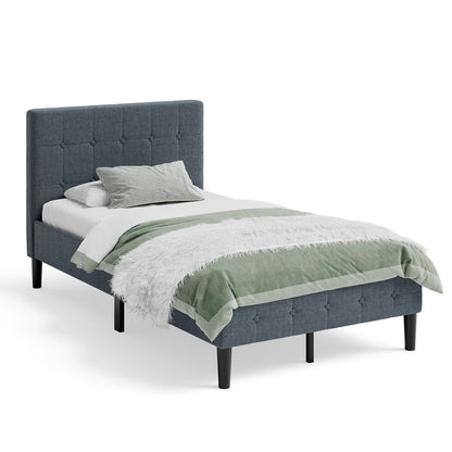 Platform Bed with Button Tufted Headboard, Gray at Gallery Canada