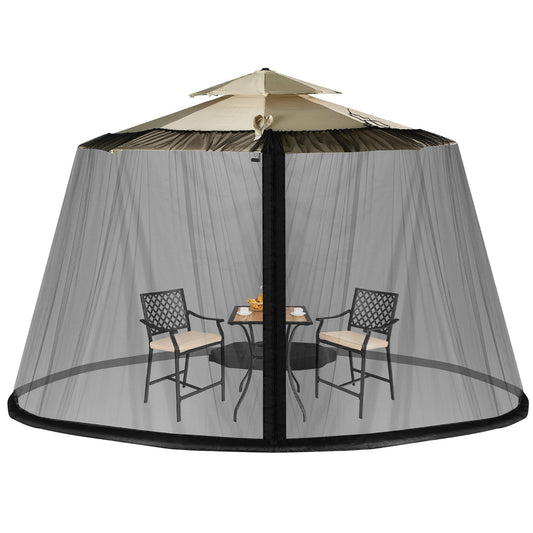 8-12 Feet Patio Umbrella Table Mesh Screen Cover Mosquito Netting, Black