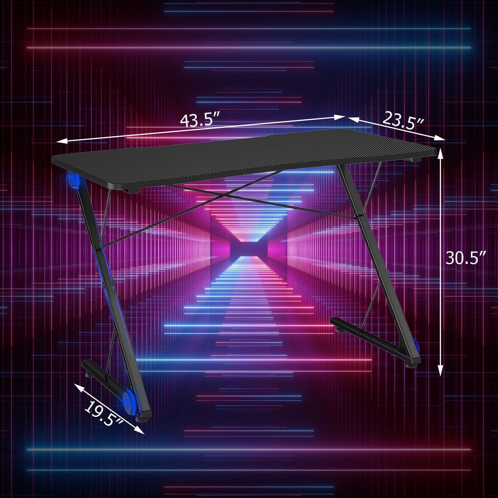 Z Shape Gaming Desk with LED Lights at Gallery Canada