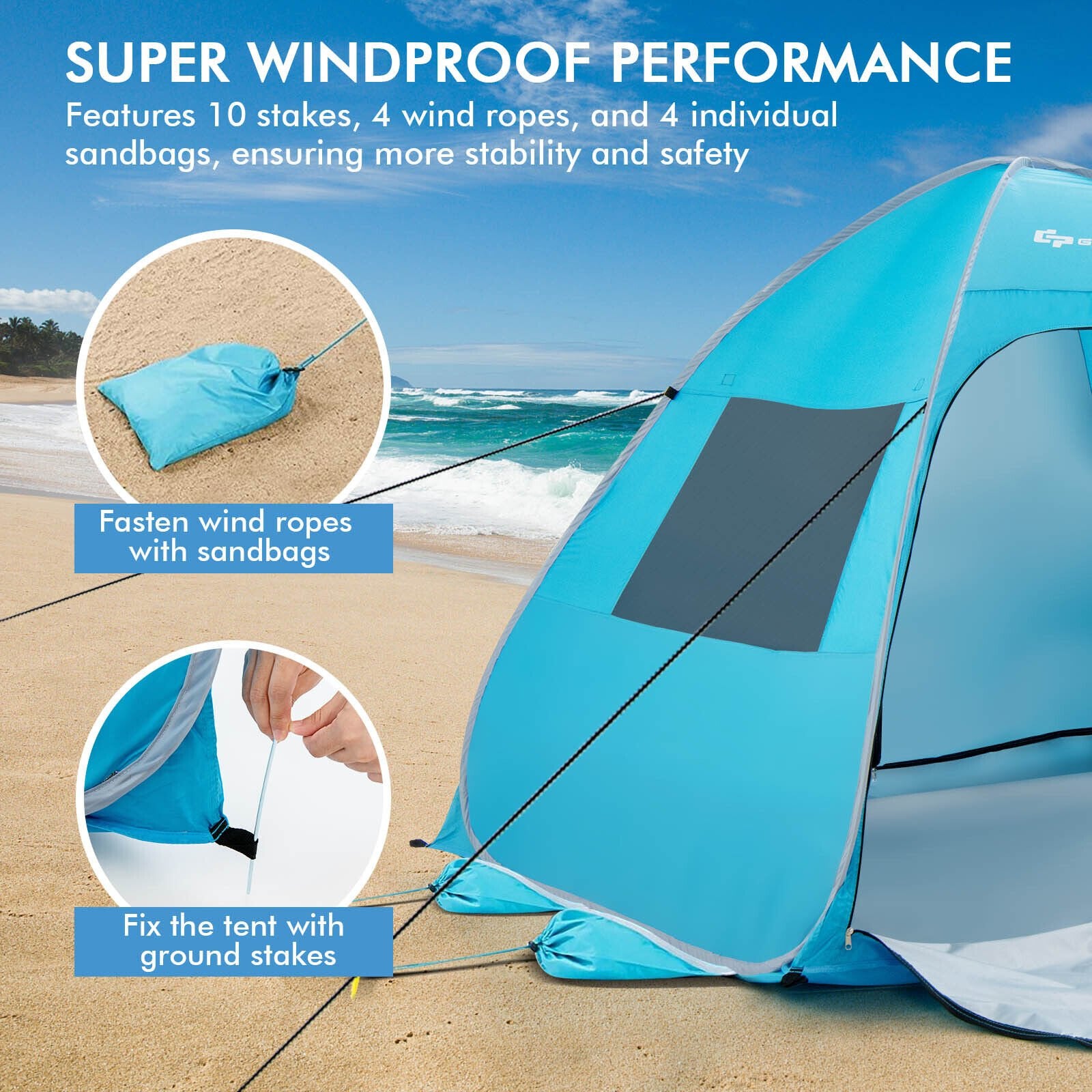 Automatic Pop-up Beach Tent with Carrying Bag, Blue at Gallery Canada