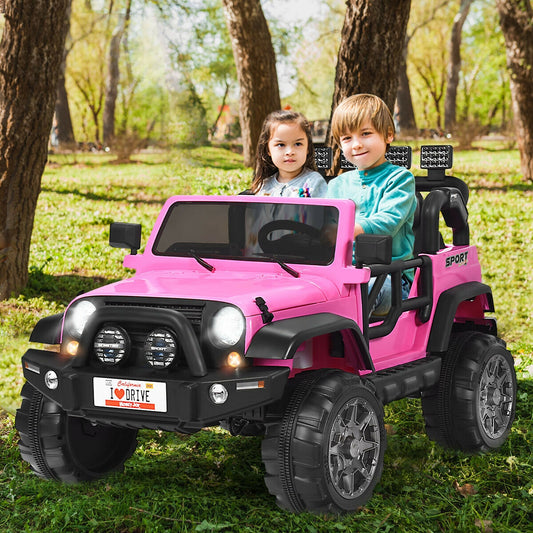 12V 2-Seater Ride On Car Truck With Remote Control, Storage Room, Pink