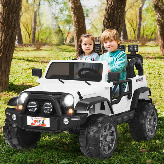 12V 2-Seater Ride On Car Truck With Remote Control, Storage Room, White Powered Ride On Toys White at Gallery Canada