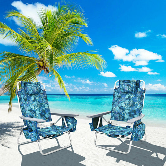 4-Pack 5-Position Folding Beach Chair, Navy Beach & Lawn Chairs Navy at Gallery Canada