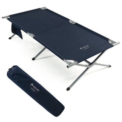 Extra Wide Folding Camping Bed with Carry Bag and Storage Bag, Blue at Gallery Canada