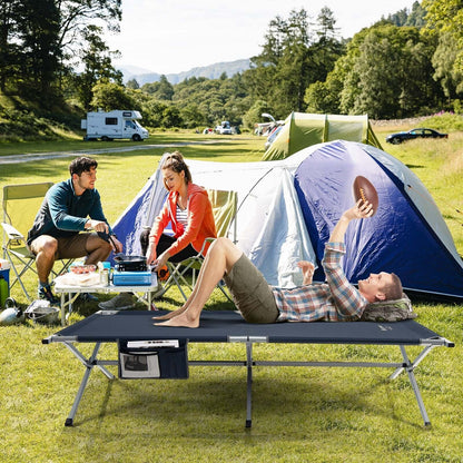 Extra Wide Folding Camping Bed with Carry Bag and Storage Bag, Blue at Gallery Canada