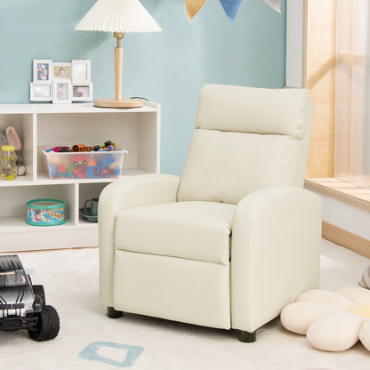 Ergonomic PU Leather Kids Recliner Lounge Sofa for 3-12 Age Group, White at Gallery Canada