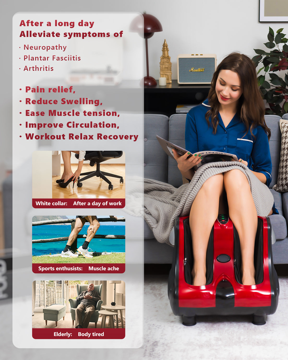 Shiatsu Kneading Rolling Vibration Heating Foot Massager - Gallery Canada