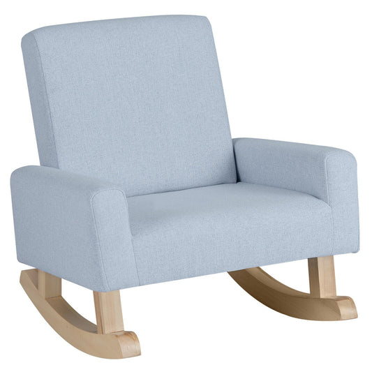 Kids Rocking Chair with Solid Wood Legs, Blue