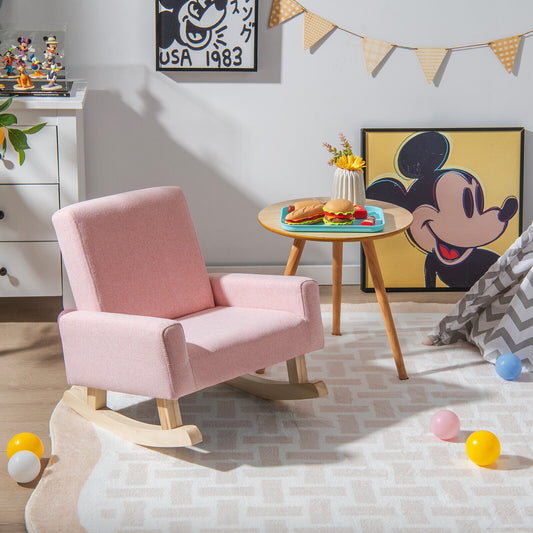 Kids Rocking Chair, Solid Wood Legs, Pink Kids Chairs & Seating Pink at Gallery Canada