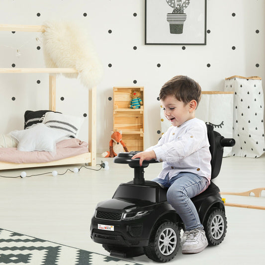 3 in 1 Ride on Push Car Toddler Stroller Sliding Car with Music, Black Push & Pedal Ride On Toys Black at Gallery Canada
