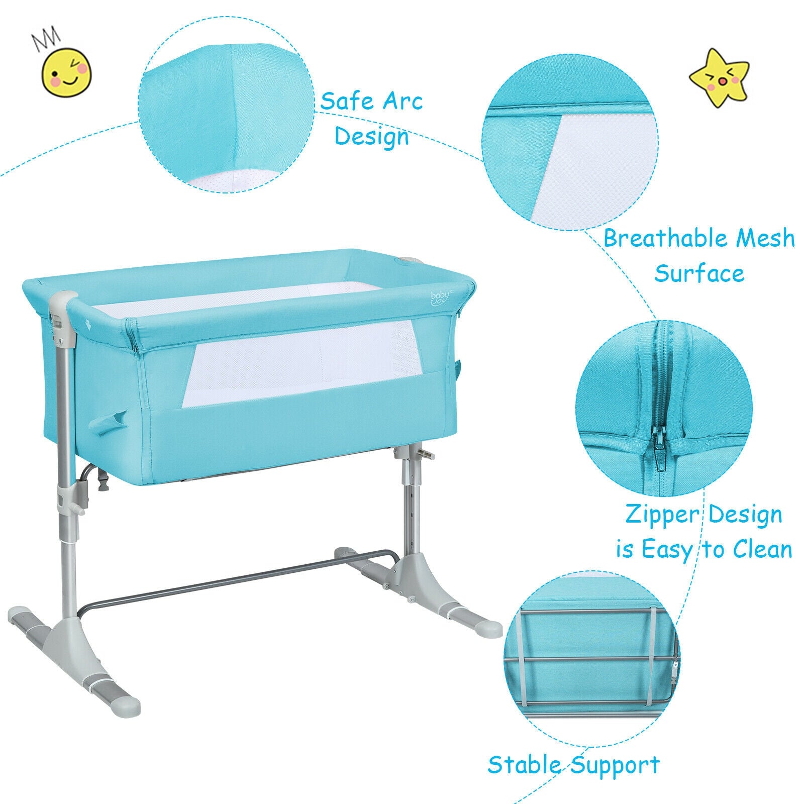 Travel Portable Baby Bed Side Sleeper  Bassinet Crib with Carrying Bag - Gallery Canada