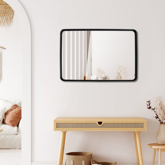 Rectangular Wall Mount Bathroom Mirror, Solid Steel Frame, L, Black Wall Mirrors Black at Gallery Canada