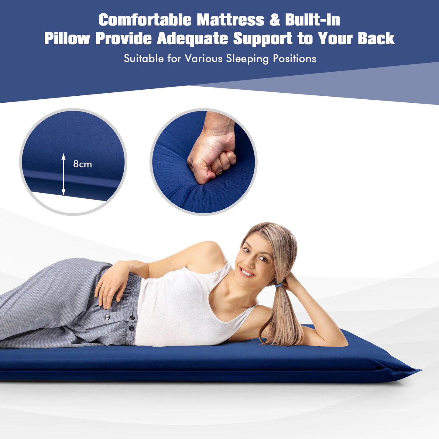 Self-Inflating Lightweight Folding Foam Sleeping Cot, Blue Air Mattresses & Sleeping Bags at Gallery Canada