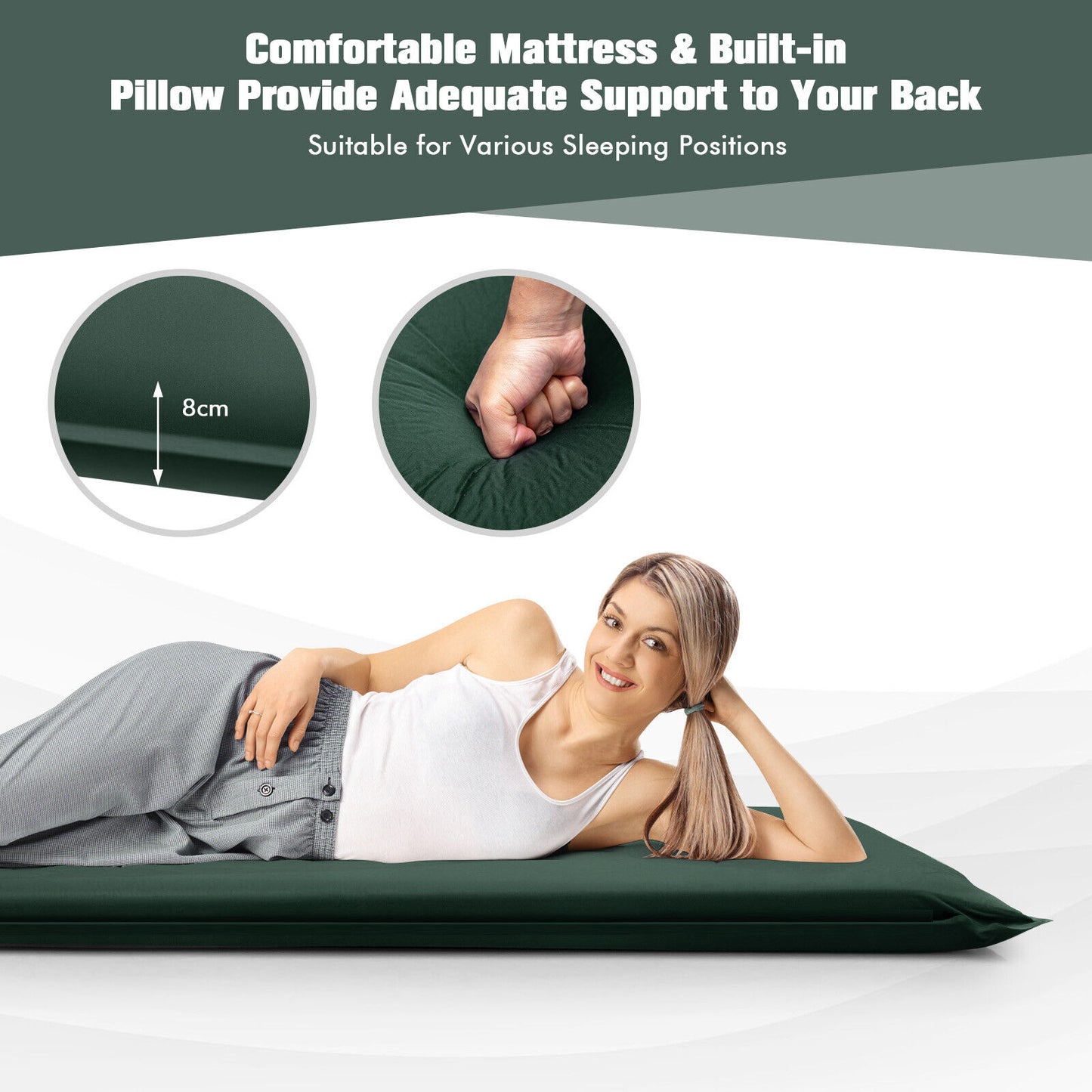 Self-Inflating Lightweight Folding Foam Sleeping Cot, Green Air Mattresses & Sleeping Bags at Gallery Canada