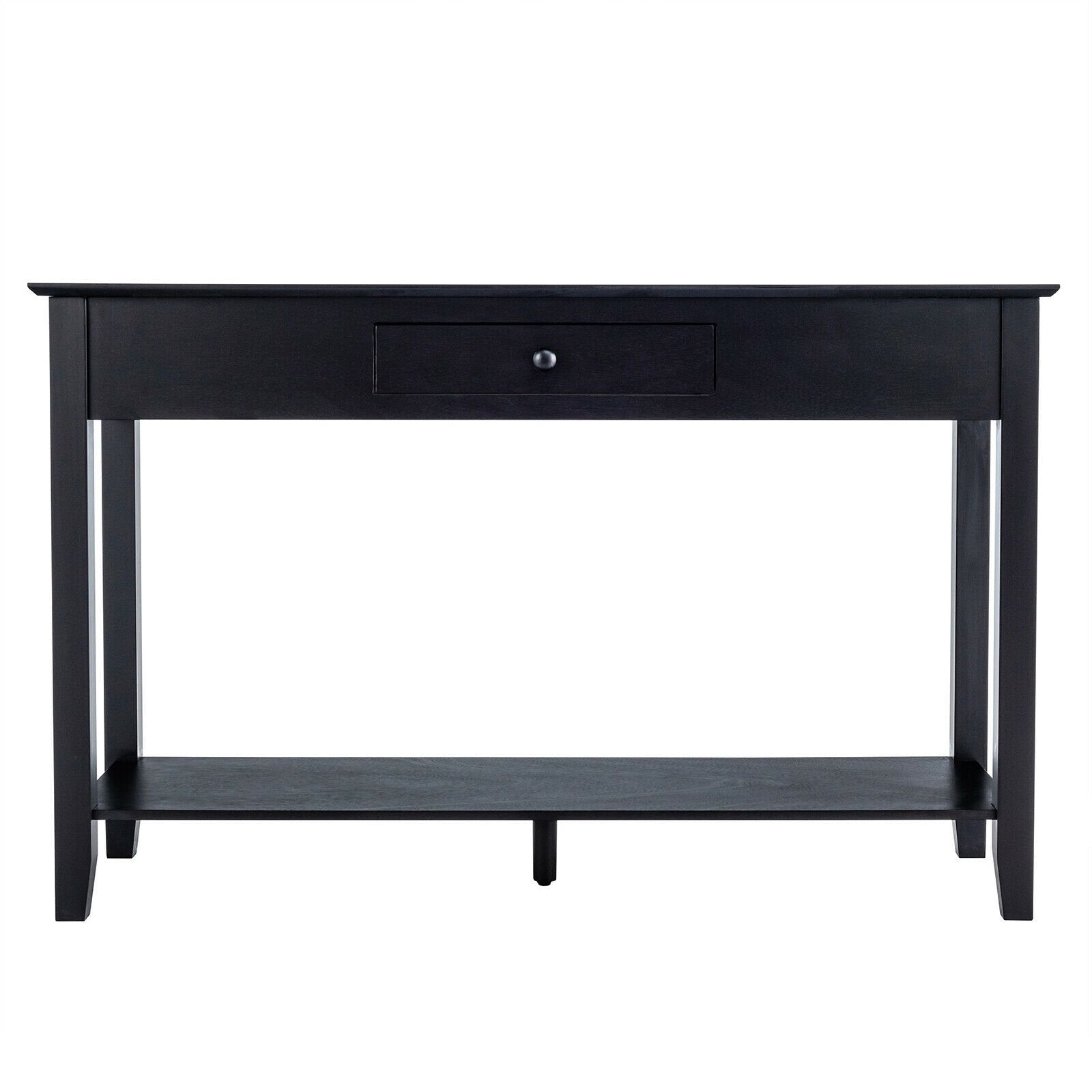 Console Sofa Side Accent Table with Drawer Shelf, Black at Gallery Canada