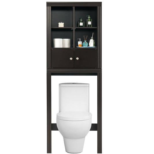 Over the Toilet Storage Cabinet with 4 Open Compartments, Brown