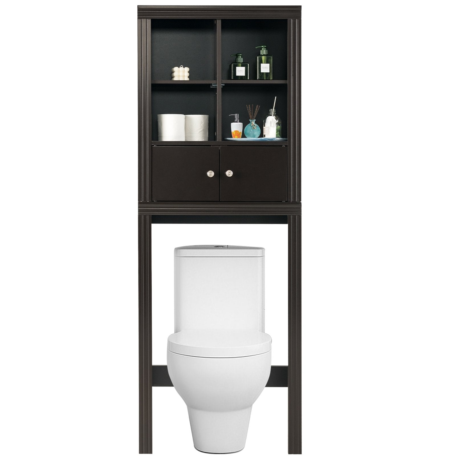 Over the Toilet Storage Cabinet with 4 Open Compartments, Brown at Gallery Canada