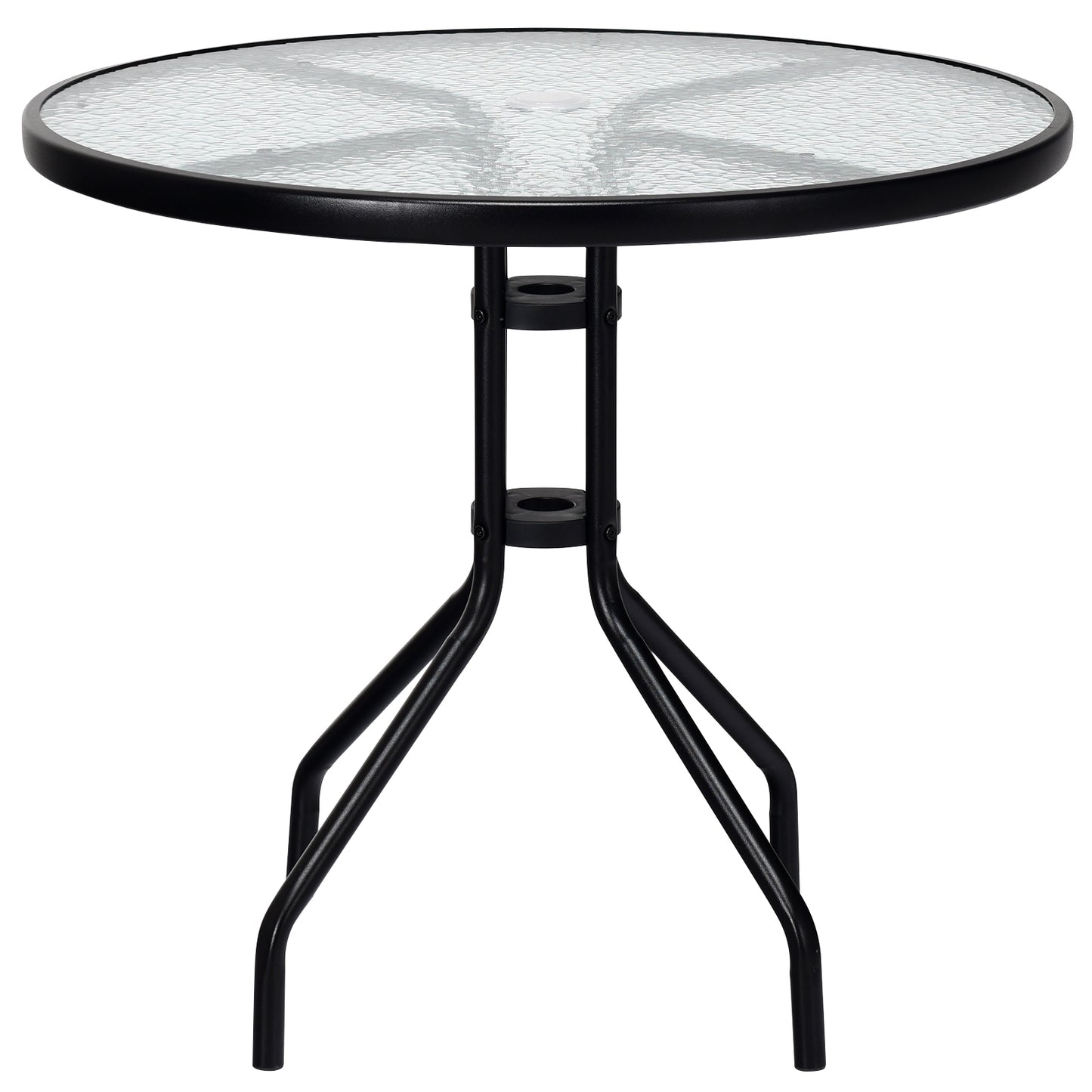 32 Inch Outdoor Patio Round Tempered Glass Table With Umbrella Hole, Transparent Patio Dining Tables at Gallery Canada