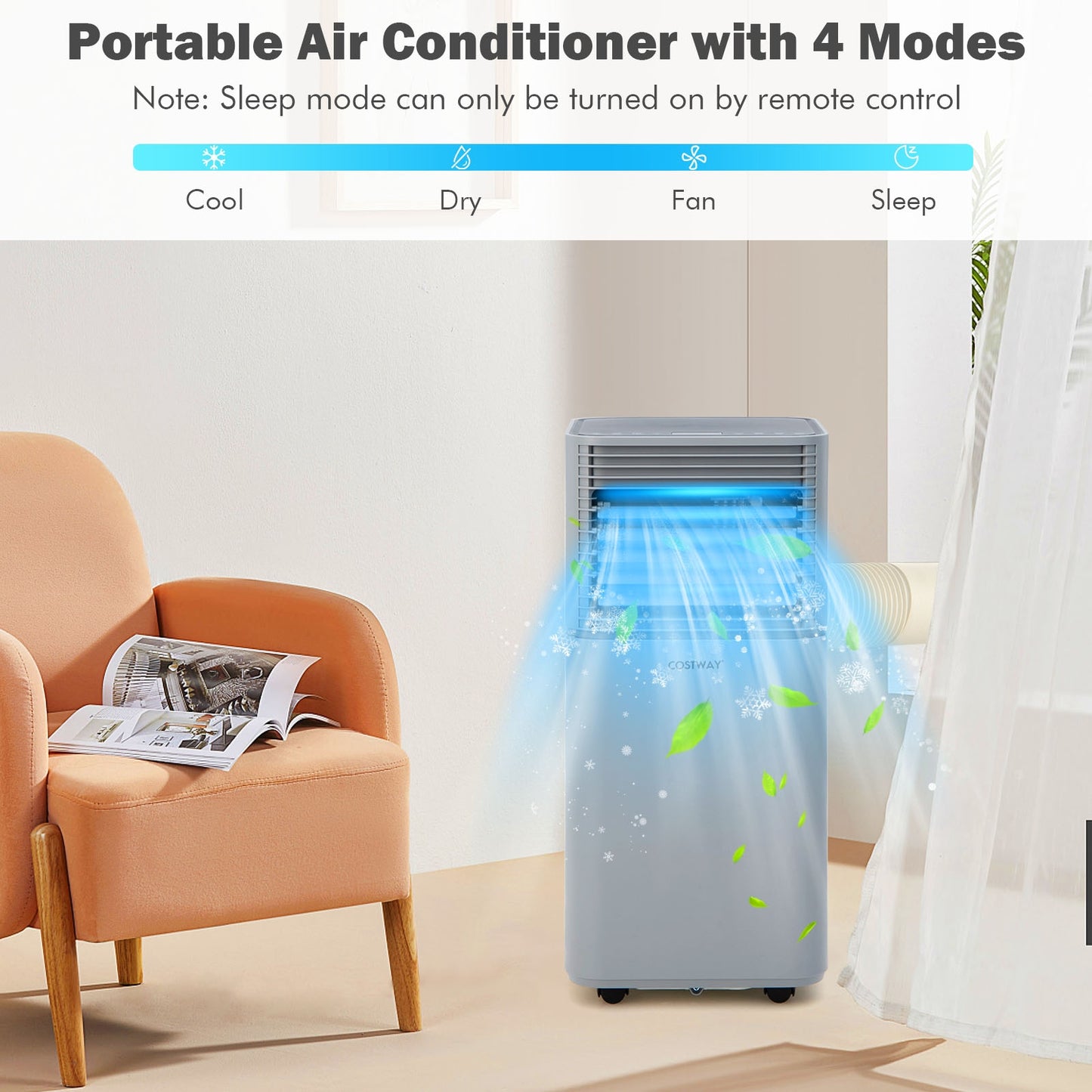 8000 BTU 3-in-1 Air Cooler with Dehumidifier and Fan Mode, Gray Portable Air Conditioners at Gallery Canada