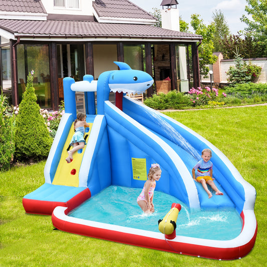 4-in-1 Inflatable Water Slide Park, Long Slide, 735W Blower