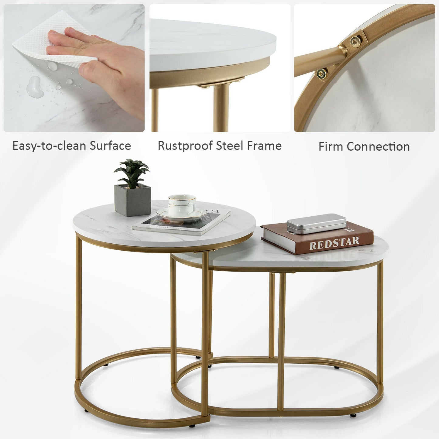 Modern Nesting Coffee Table Set of 2, White Coffee Tables at Gallery Canada