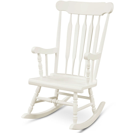 Solid Wood Porch Glossy Finish Rocking Chair, White at Gallery Canada