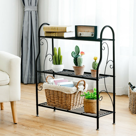 3-Tier Scrollwork Metal Plant Stand, Black Plant Stands Black at Gallery Canada