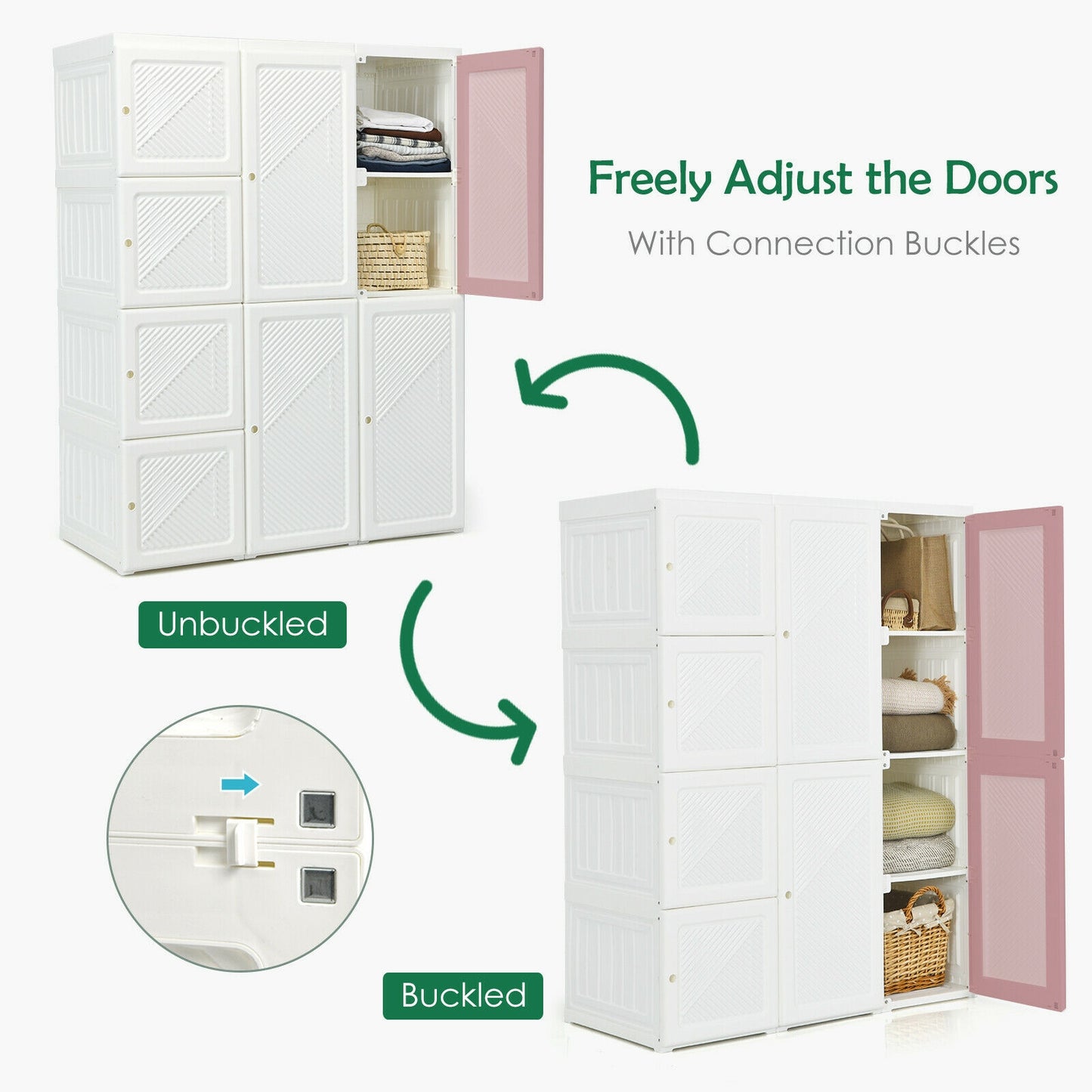 Foldable Armoire Wardrobe Closet, 12 Cubby Storage, White Clothing & Closet Storage at Gallery Canada
