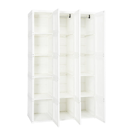 Foldable Armoire Wardrobe Closet with 10 Cubes, White at Gallery Canada