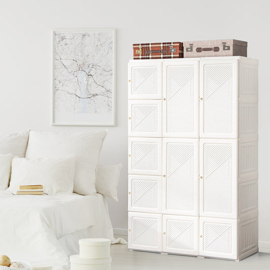 Foldable Armoire Wardrobe Closet, 10 Cubes, White