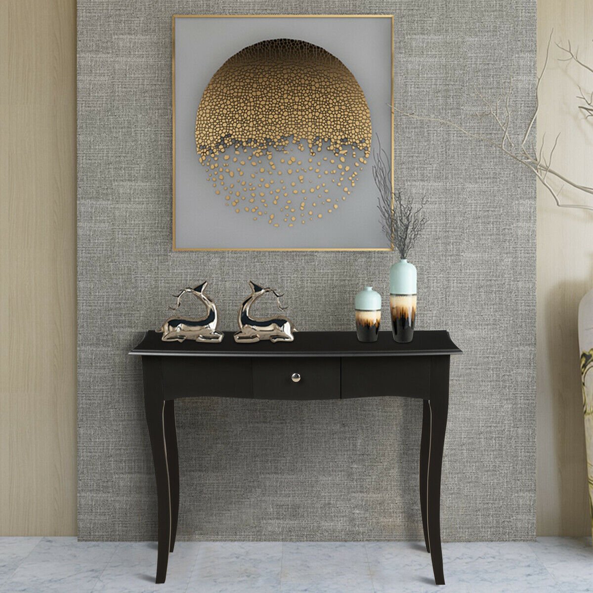Modern Multifunctional Console Table with Storage Drawer, Black at Gallery Canada