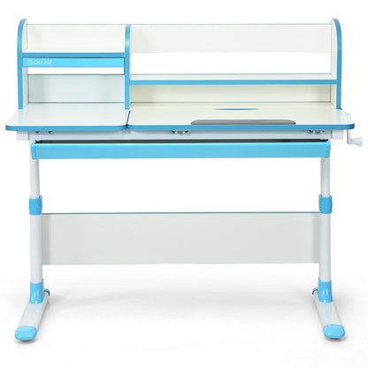 Adjustable Height Study Desk with Drawer and Tilted Desktop for School and Home, Blue at Gallery Canada