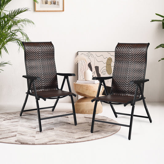 Patio Rattan Folding Reclining Chair, Brown