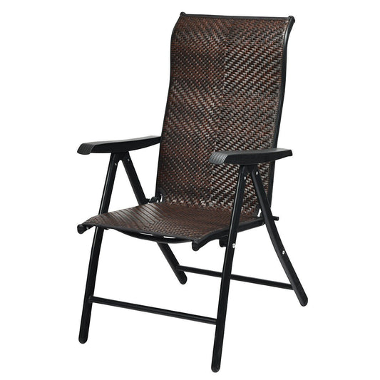 Patio Rattan Folding Chair with Armrest, Brown at Gallery Canada