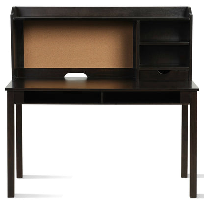 Kids Desk and Chair Set Study Writing Desk with Hutch and Bookshelves, Brown at Gallery Canada
