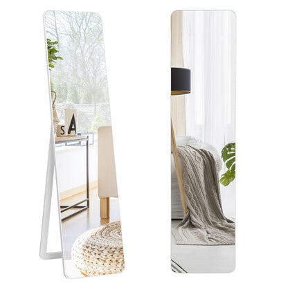 Full Length Frameless Wall Mountable Floor Mirror, White