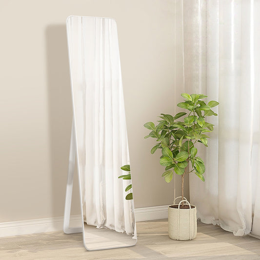 Frameless Wall Mountable Floor Mirror, Full Length, White Floor Mirrors White at Gallery Canada