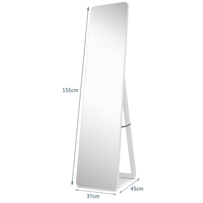 Full Length Frameless Wall Mountable Floor Mirror, White