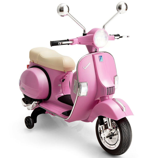 6V Kids Ride on Vespa Scooter Motorcycle with Headlight, Pink