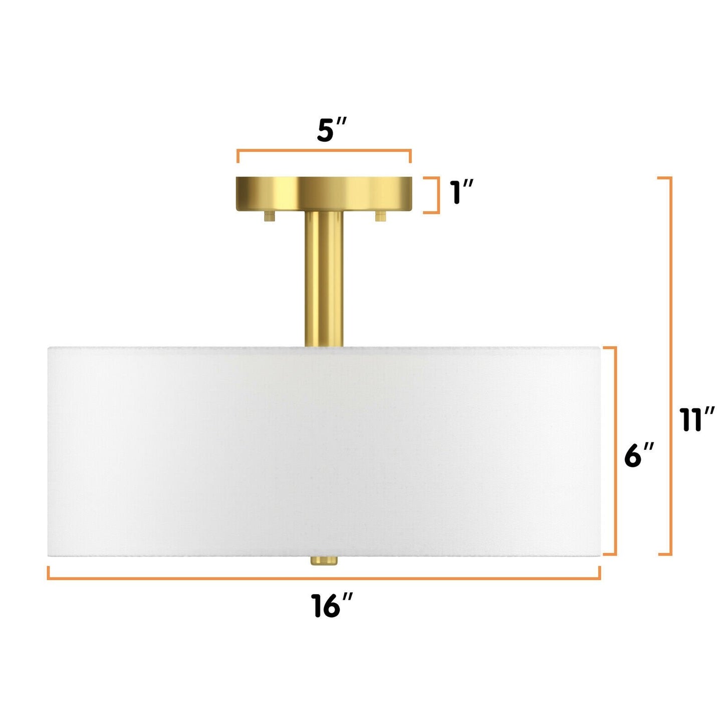 3-Light Semi Flush Mount Ceiling Light Fixture Glass Drum Pendant Lamp, White