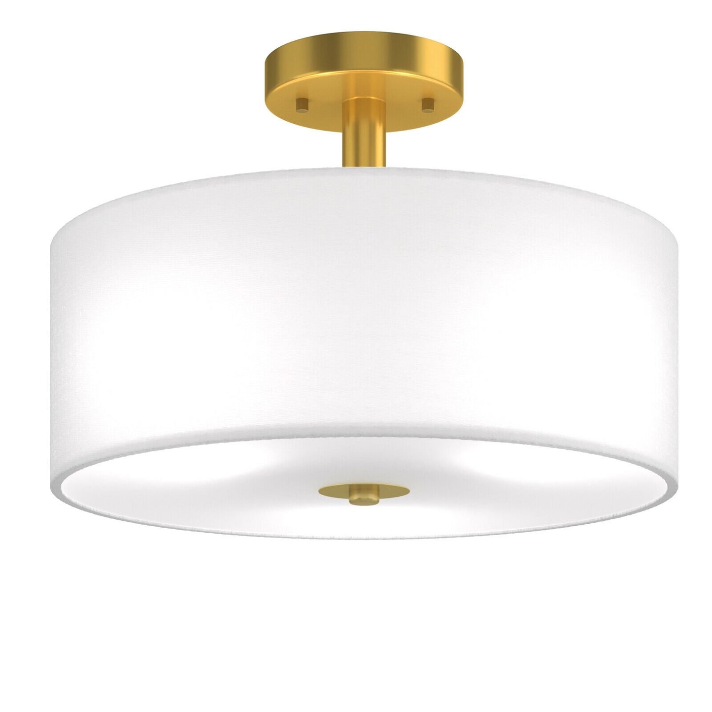 3-Light Semi Flush Mount Ceiling Light Fixture Glass Drum Pendant Lamp, White