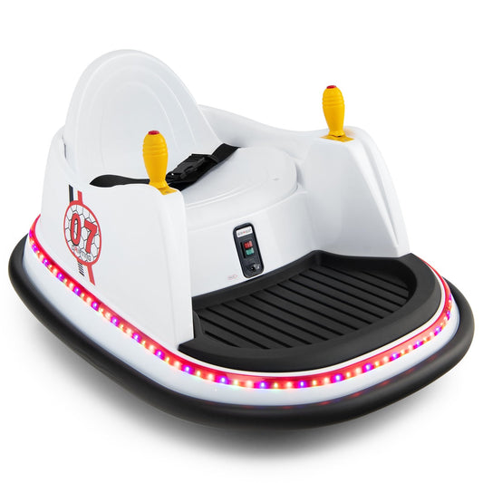 6V Kids Ride On Bumper Car 360-Degree Spin Race Toy with Remote Control, White