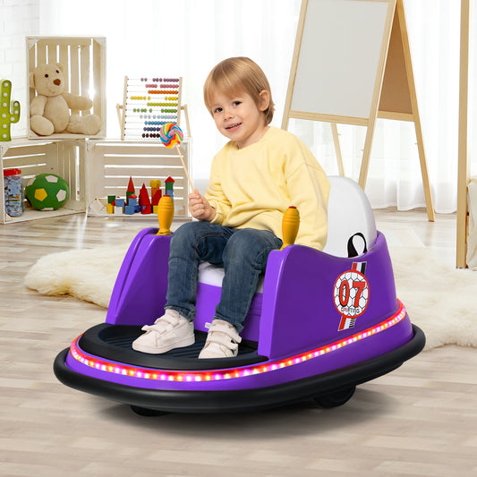 12V Electric Kids Ride On Bumper Car with Flashing Lights for Toddlers, Purple Powered Ride On Toys Purple at Gallery Canada