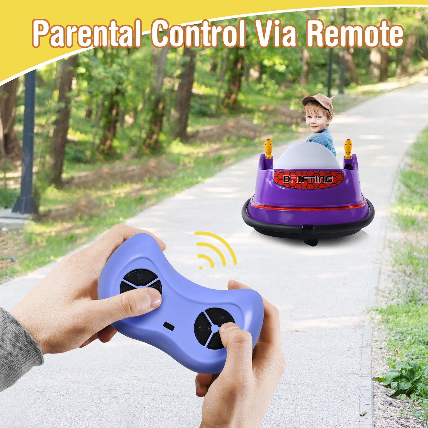 12V Electric Kids Ride On Bumper Car with Flashing Lights for Toddlers, Purple Powered Ride On Toys at Gallery Canada